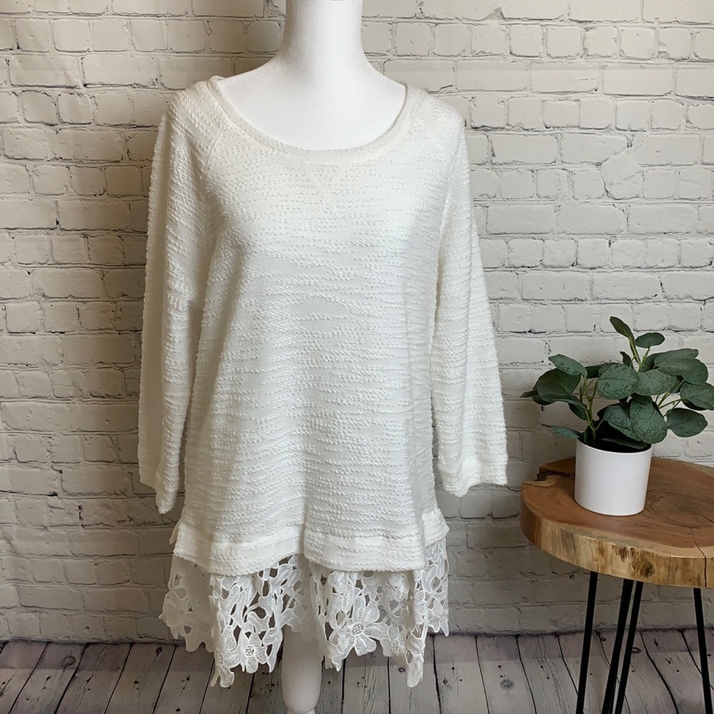 Ezra Textured Top with Lace Trim